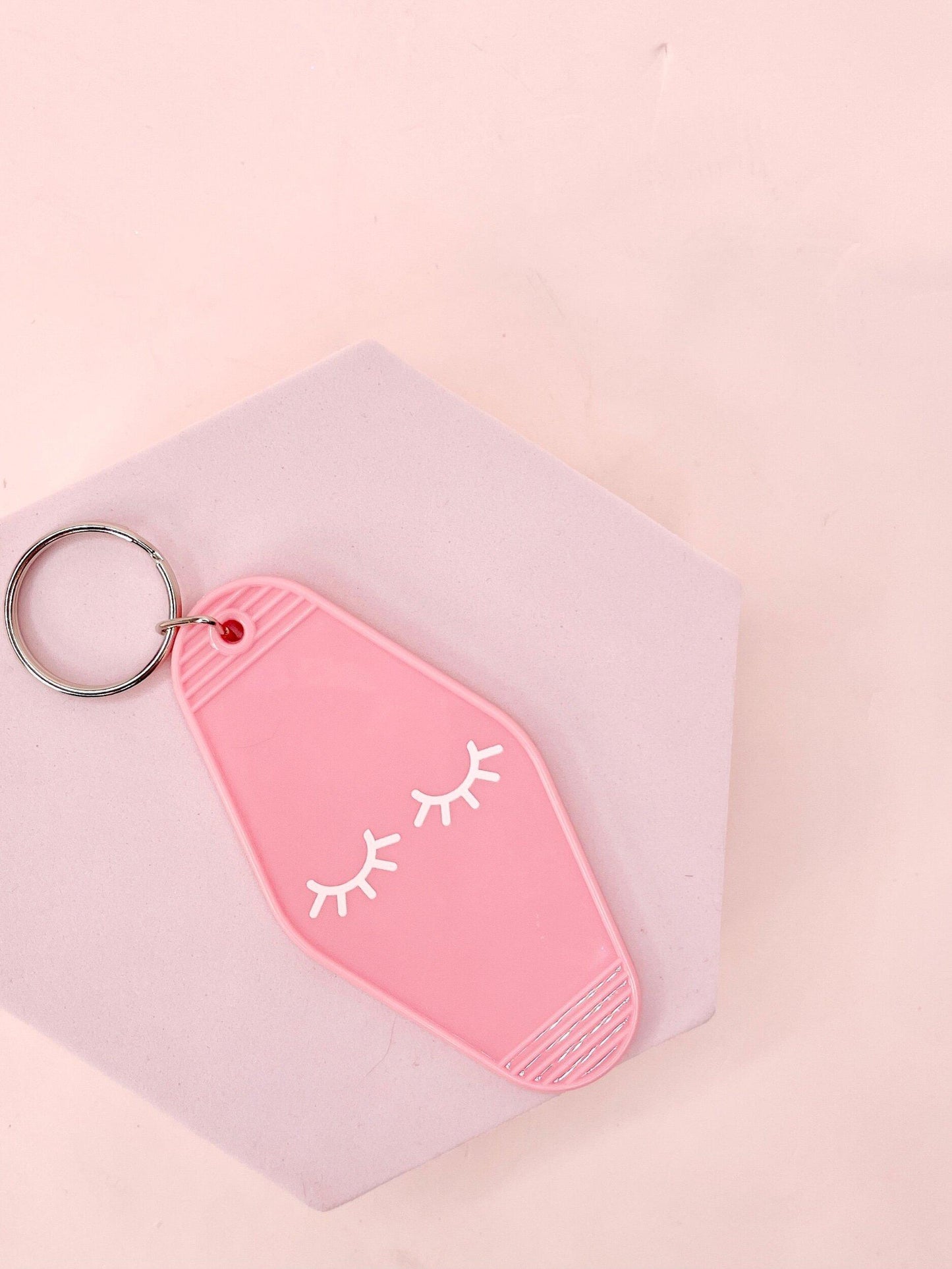 baby pink lash motel keychain